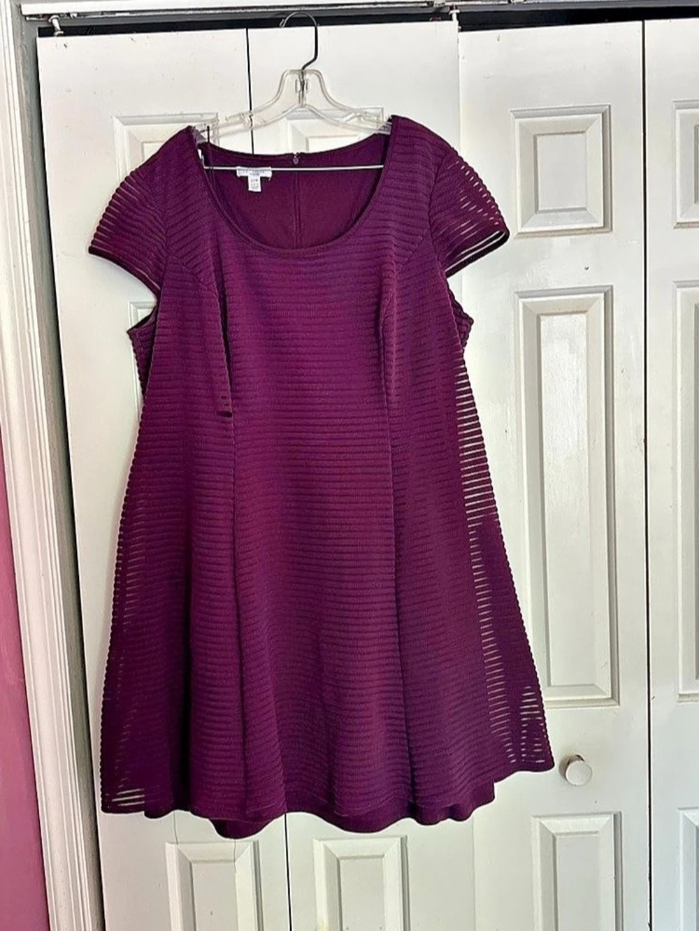 London Style Collection Ribbed Short Sleeve Dress Size 22W